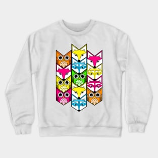 woodland chevron creatures in neon colors Crewneck Sweatshirt